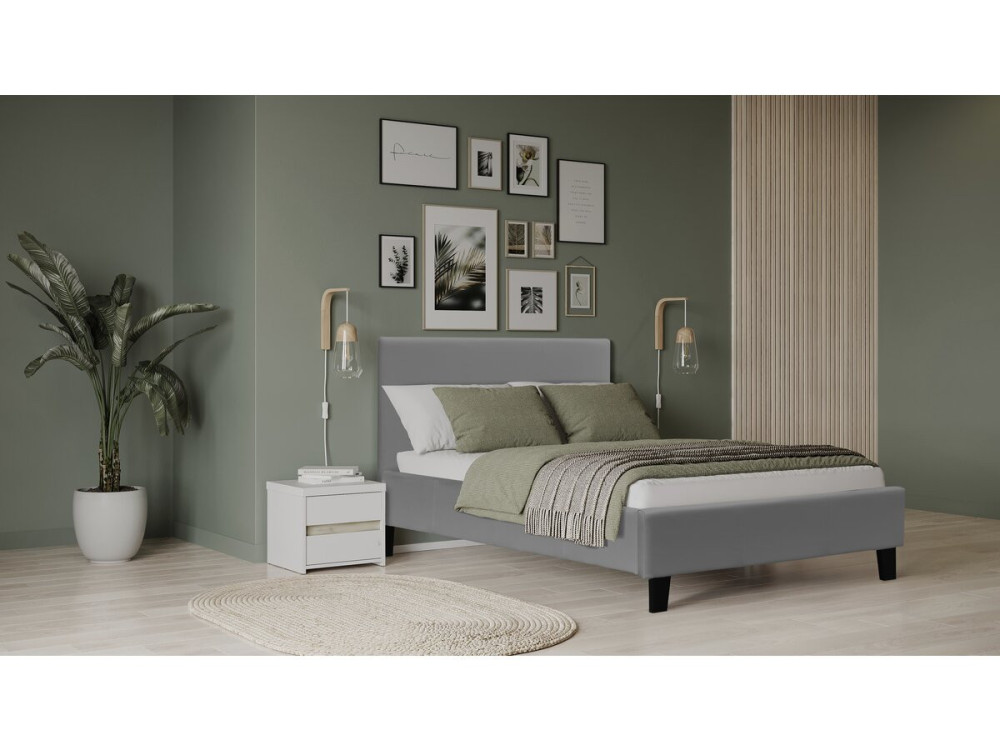 Lit "Lina" - 90 x 190 cm - Gris clair