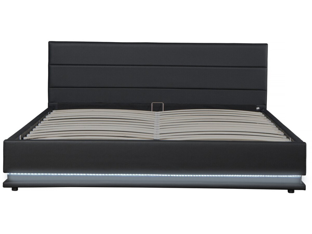 Lit LED avec coffre "Anastasia" - 140 x 190 cm - Noir