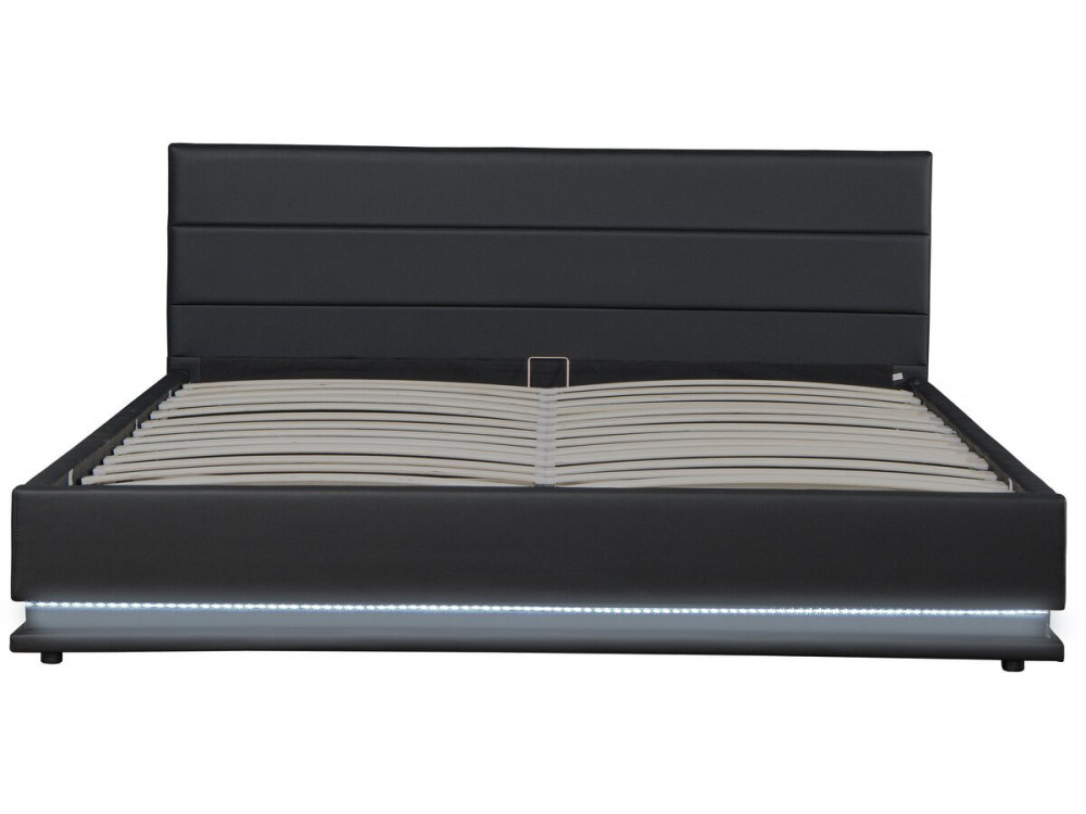Lit LED avec coffre "Anastasia" - 160 x 200 cm - Noir