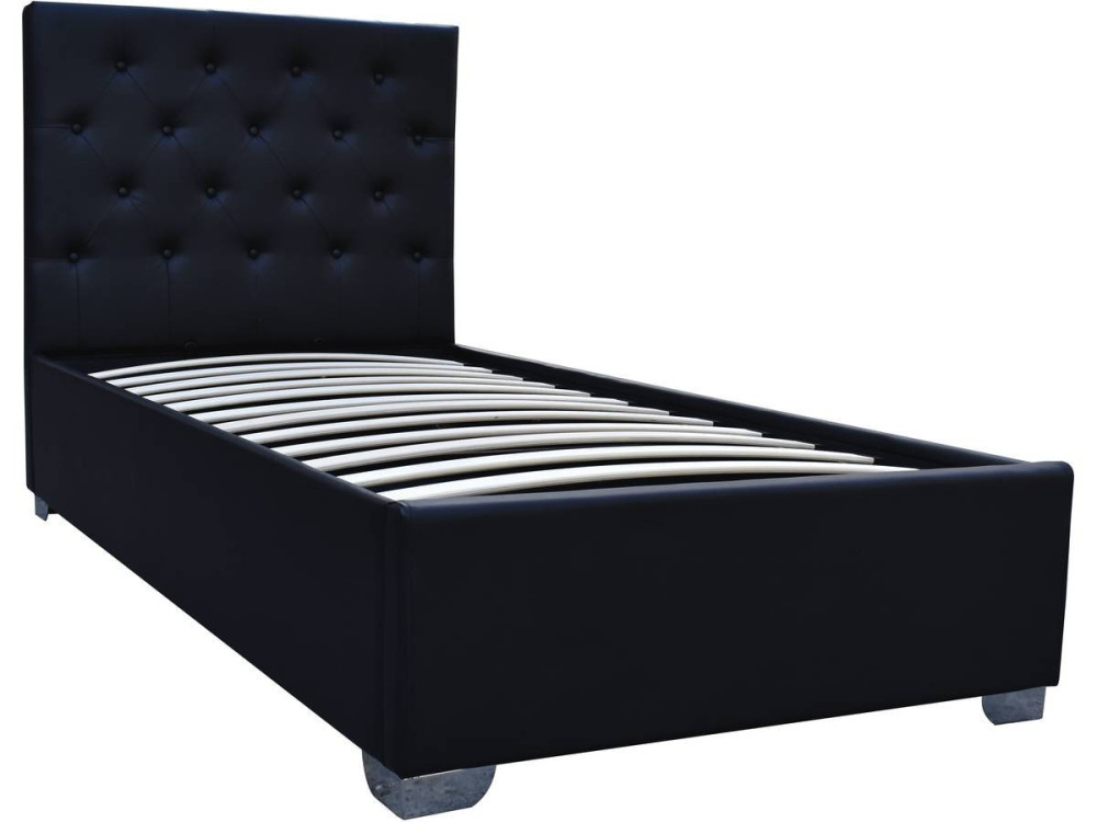 Lit simple avec coffre "Tino" - 90 × 190 cm - Noir