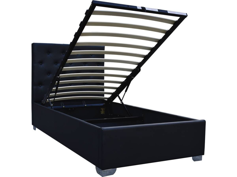 Lit simple avec coffre "Tino" - 90 × 190 cm - Noir
