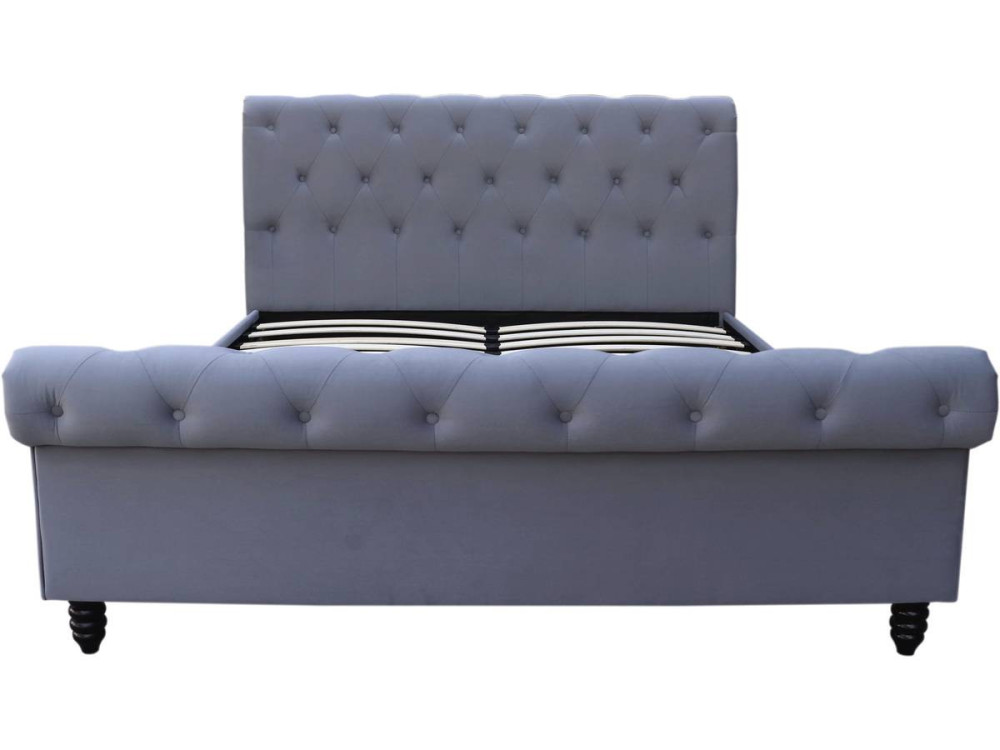 Lit Velours "Godefroy" - 140 x 190 cm - Gris