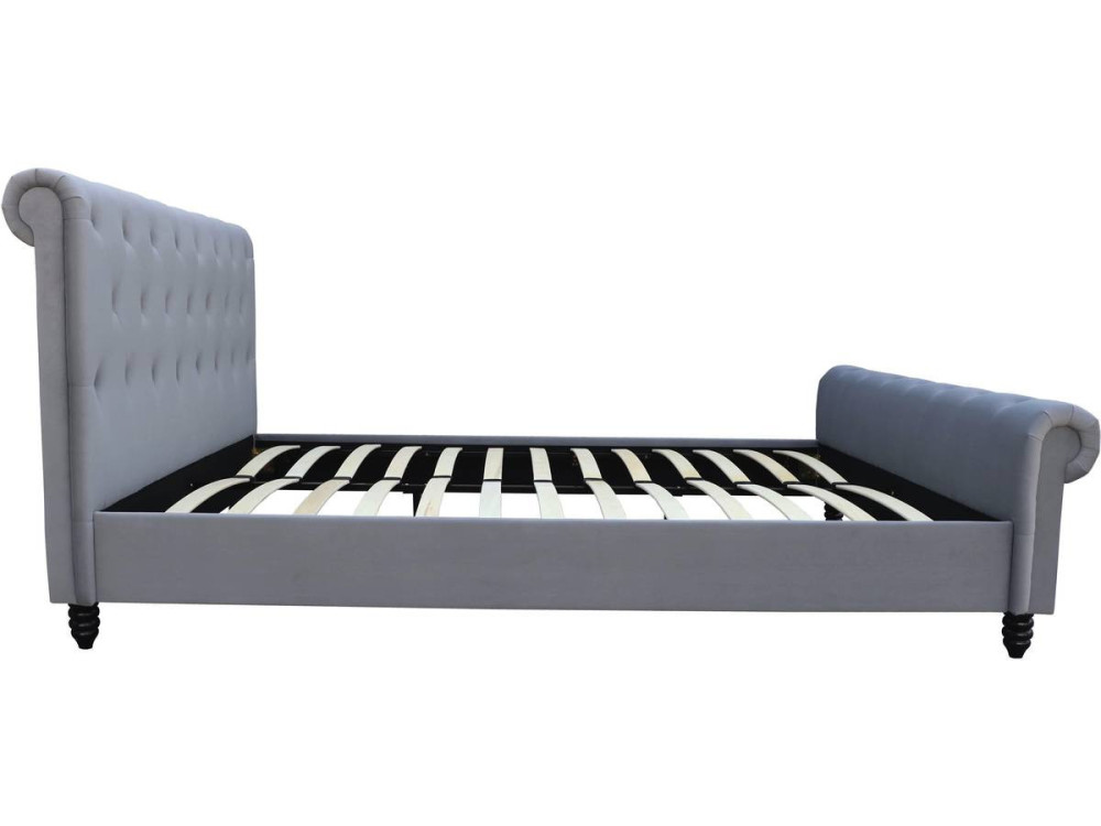 Lit Velours "Godefroy" - 140 x 190 cm - Gris