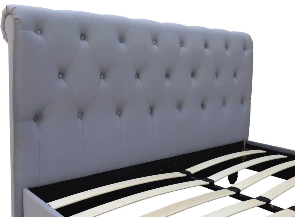 Lit Velours "Godefroy" - 140 x 190 cm - Gris