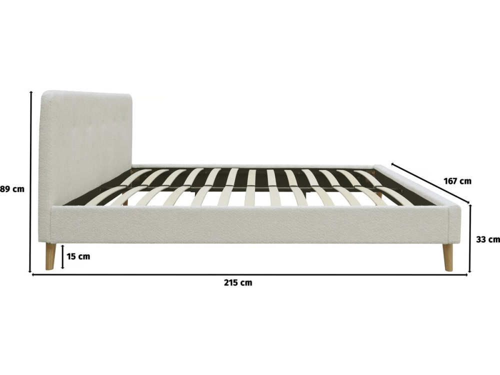 Lit tissu bouclette "Nemo" - 160 x 200 cm - Crème
