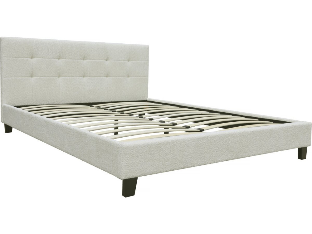 Lit tissu bouclette "Julia" 140x190cm - Crème