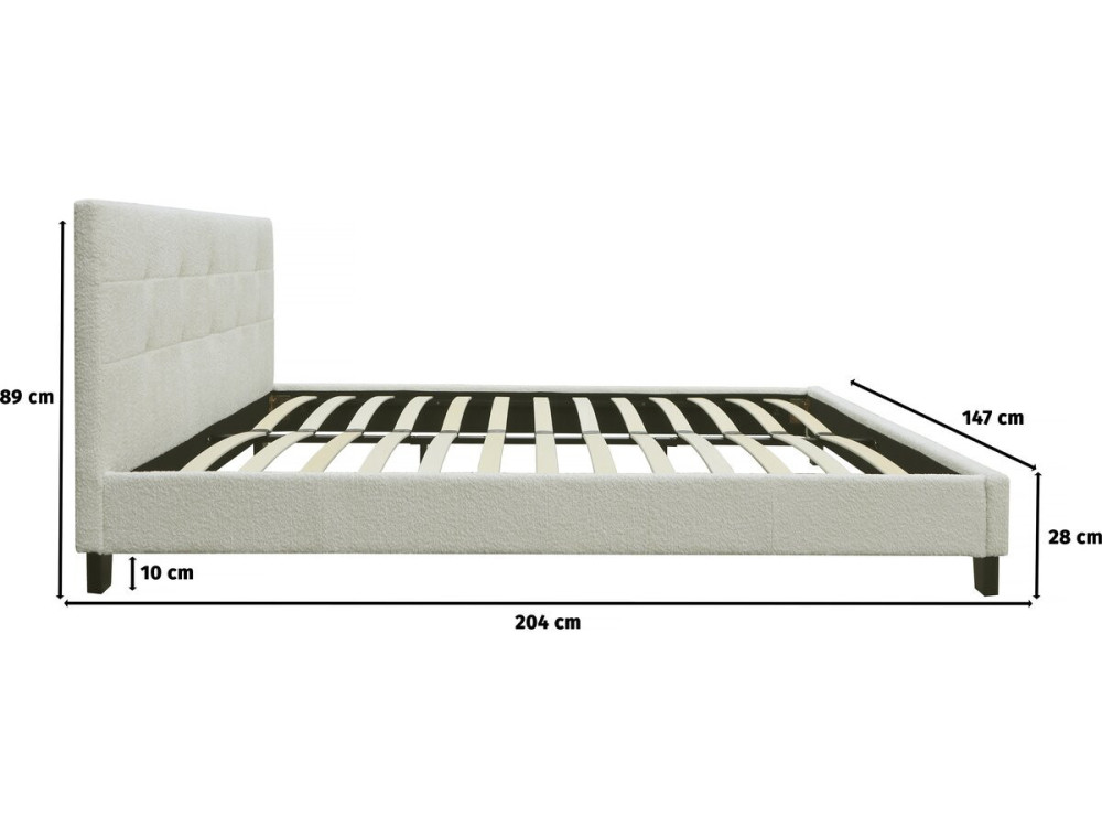 Lit tissu bouclette "Julia" 140x190cm - Crème