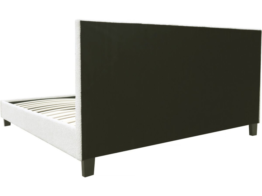 Lit tissu bouclette avec LED "Maria" 160 x 200 cm - Crème