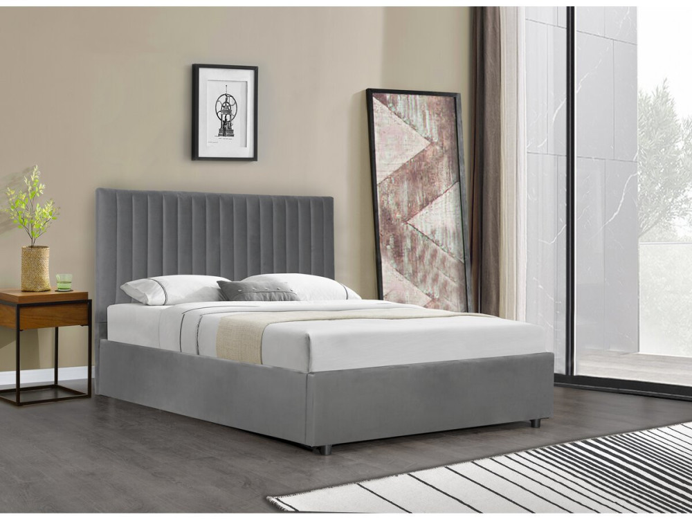 Lit avec coffre "Mia" - 160 x 200 cm - Gris