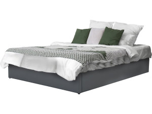 Lit double en PVC avec coffre "Ava" - 140 x 190 cm - Gris