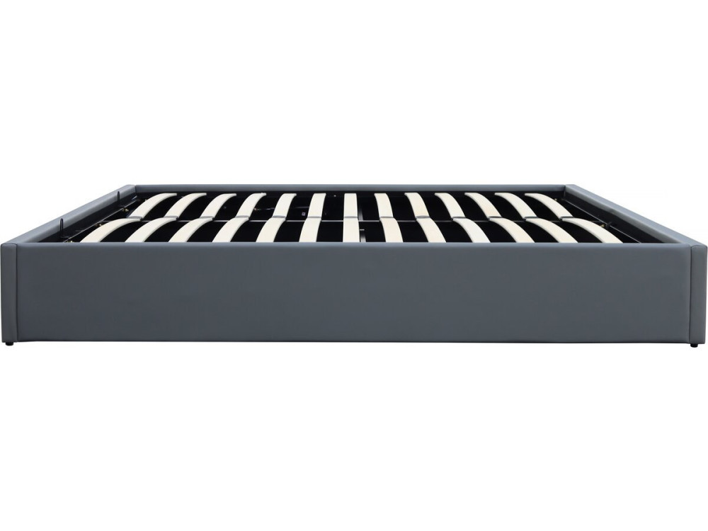 Lit double en PVC avec coffre "Ava" - 140 x 190 cm - Gris