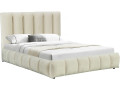 Lit bouclette avec coffre "Annie" - 160 x 200 cm - Blanc - Beige
