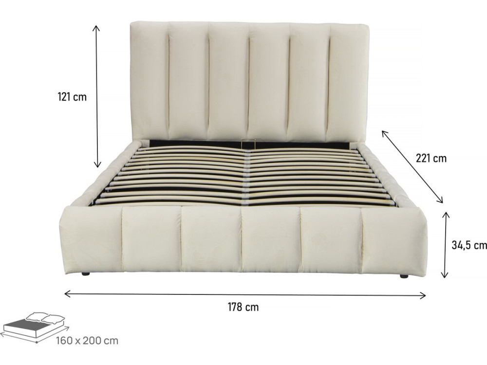 Lit avec coffre "Annie" 160 x 200 cm - Beige