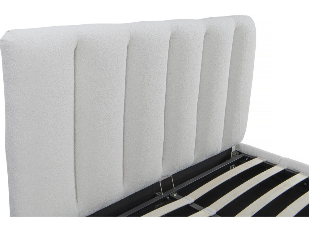 Lit bouclette avec coffre "Annie" - 160 x 200 cm - Blanc
