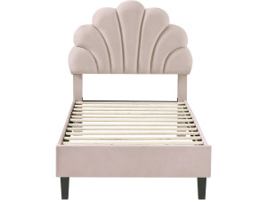 Lit coquillage en velours "Manon" - 90 x 190 cm - Beige