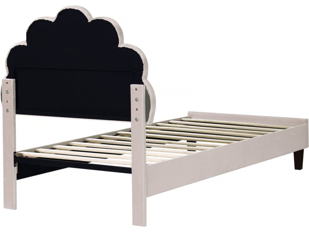 Lit coquillage en velours "Manon" - 90 x 190 cm - Beige