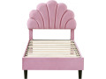 Lit coquillage en velours "Manon" - 90 x 190 cm - Beige - Rose