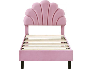 Lit coquillage en velours "Manon" - 90 x 190 cm - Rose