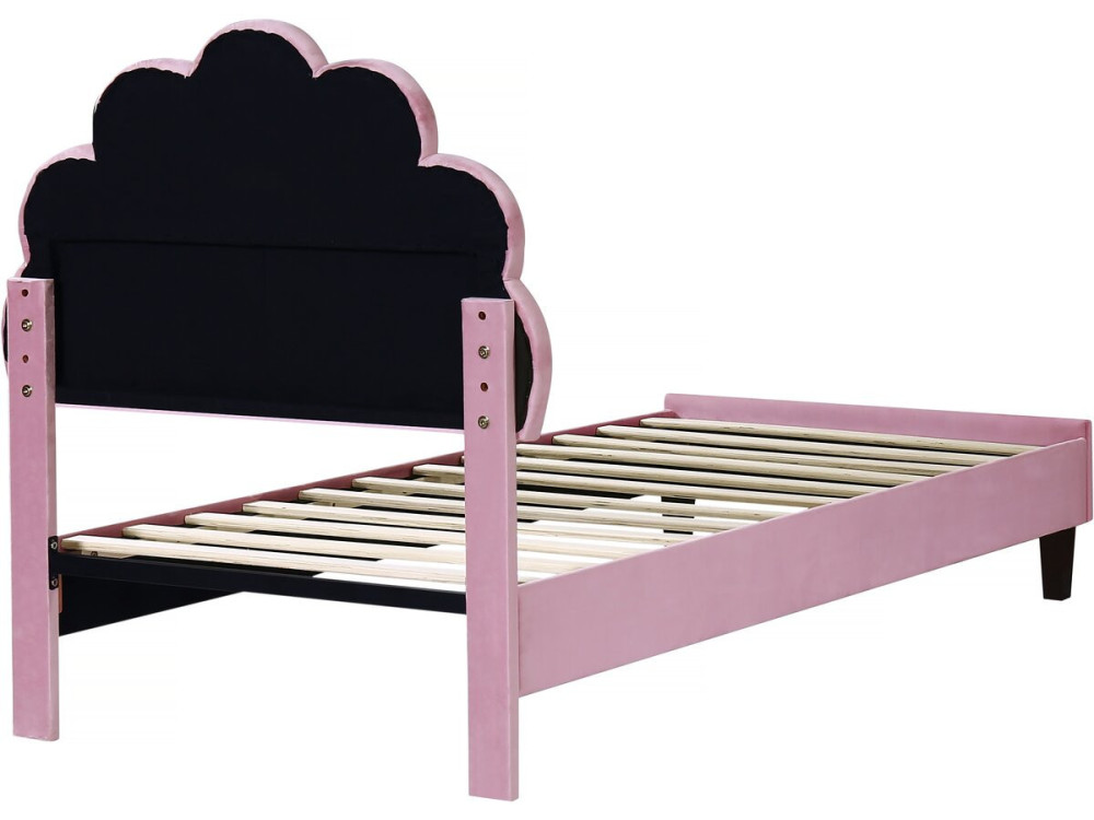 Lit coquillage en velours "Manon" - 90 x 190 cm - Rose