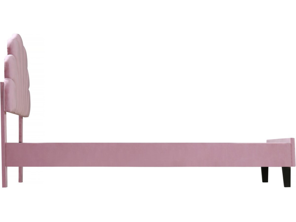 Lit coquillage en velours "Manon" - 90 x 190 cm - Rose