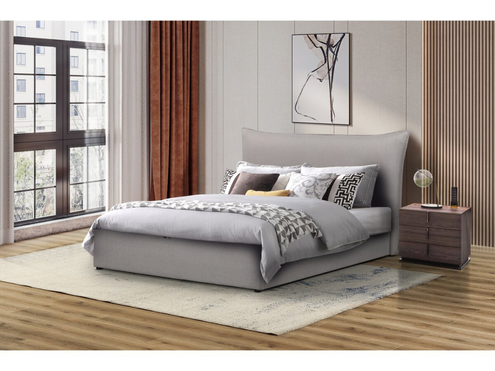 Lit coffre double "Megeve" 140 x 200 cm - Gris