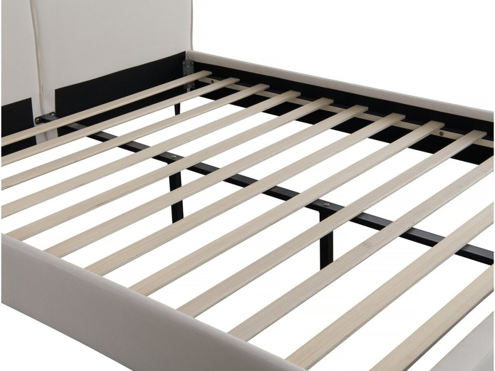 Lit double en tissu design "Moritz" - 180 x 200 cm - Beige