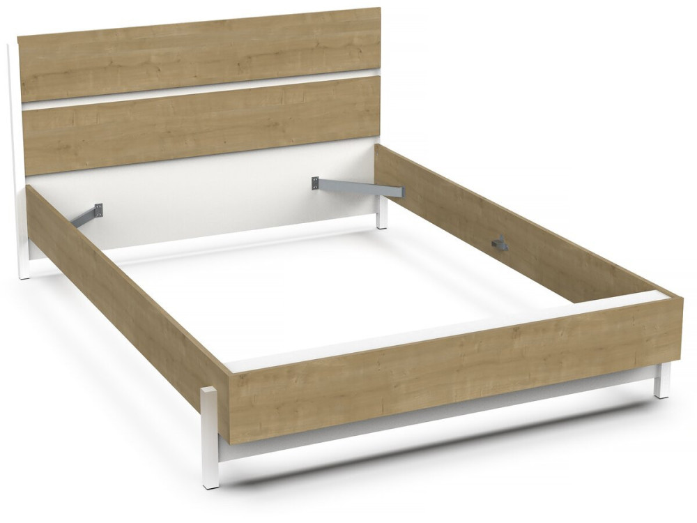 Lit Double "Craft" extractible - Bois - 140 x 200 cm - Marron