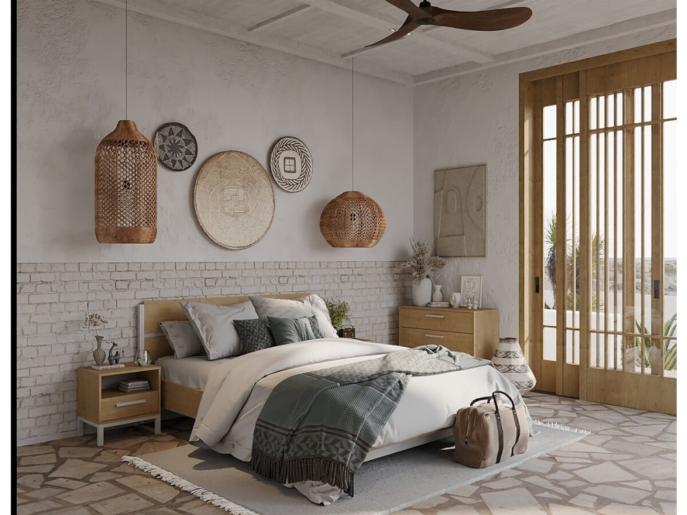 Lit Double "Craft" extractible - Bois - 140 x 200 cm - Marron