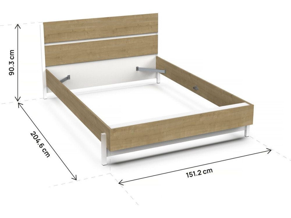 Lit Double "Craft" extractible - Bois - 140 x 200 cm - Marron