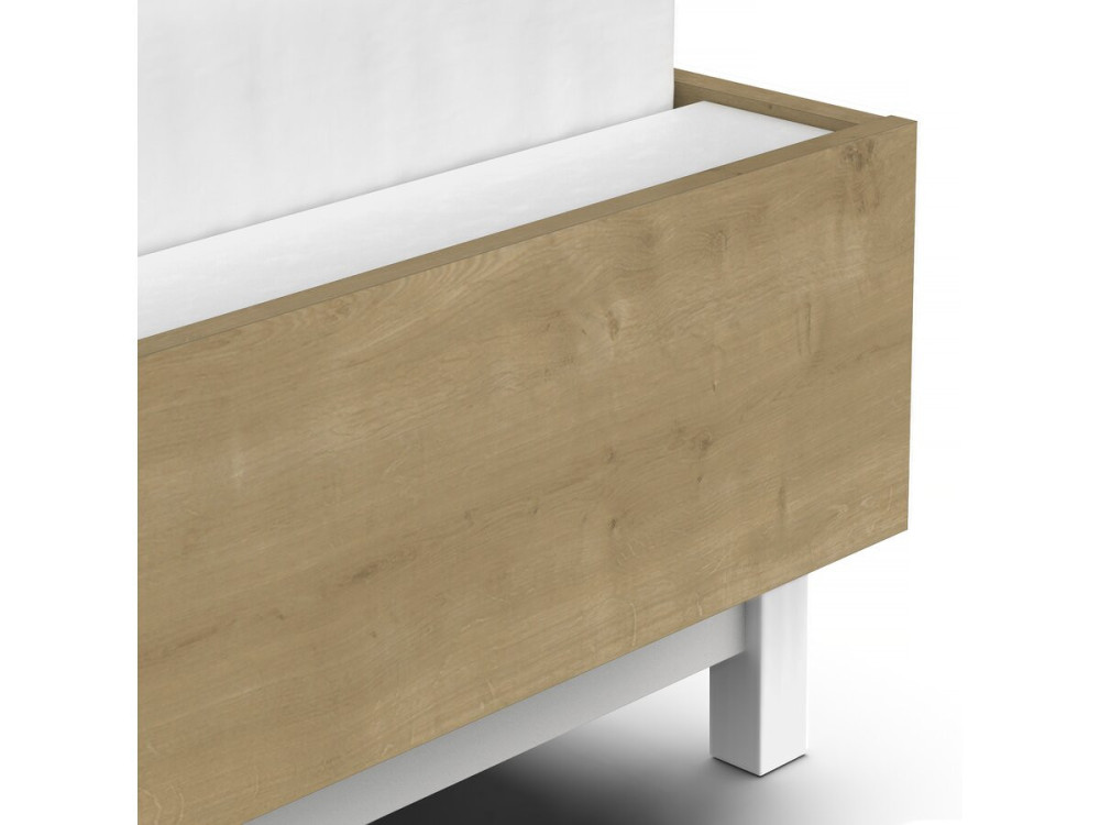 Lit Double "Craft" extractible - Bois - 140 x 200 cm - Marron