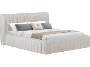 Lit double en tissu avec coffre "Tignes" - 140 x 190 cm - Beige