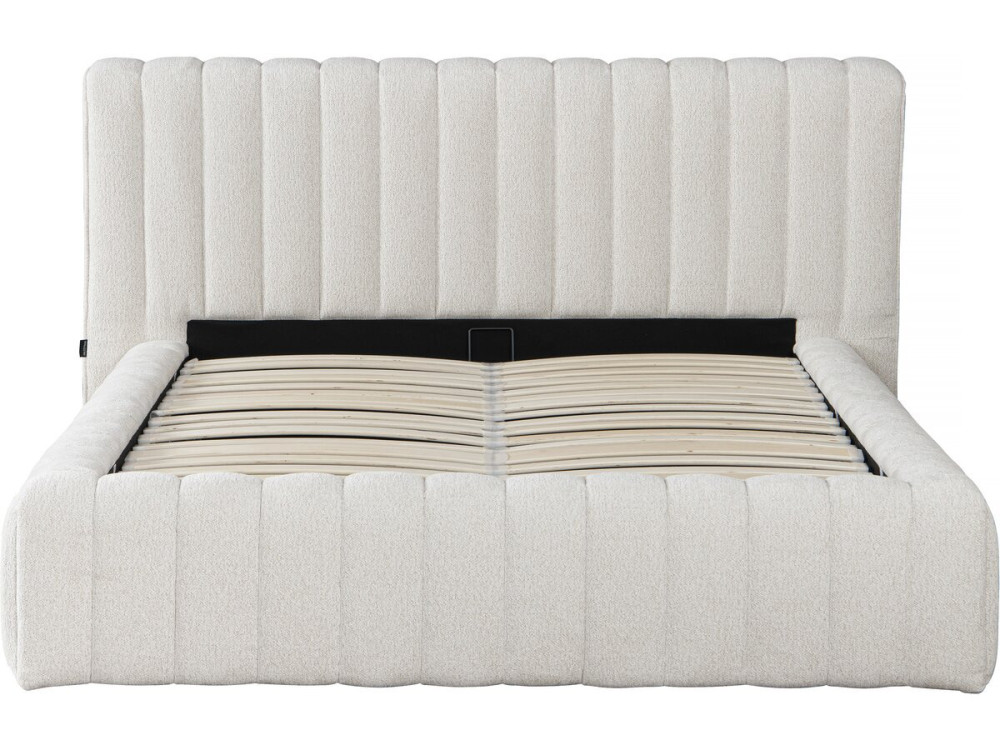 Lit double en tissu avec coffre "Tignes" - 140 x 190 cm - Beige