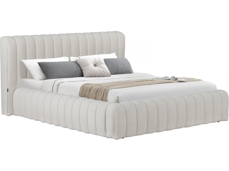 Lit double en tissu avec coffre "Tignes" - 160 x 200 cm - Beige