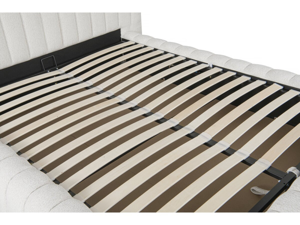 Lit double en tissu avec coffre "Tignes" - 160 x 200 cm - Beige