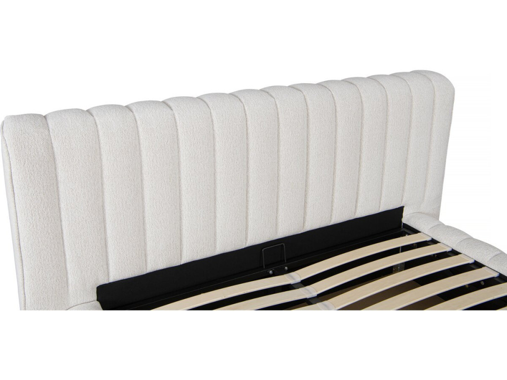 Lit double en tissu avec coffre "Tignes" - 160 x 200 cm - Beige