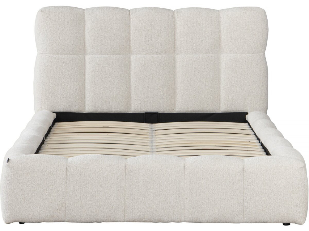 Lit double en tissu avec coffre "Davos" - 140 x 190 cm - Beige