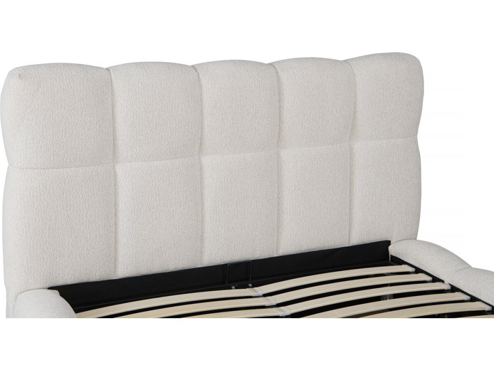 Lit double en tissu avec coffre "Davos" - 140 x 190 cm - Beige