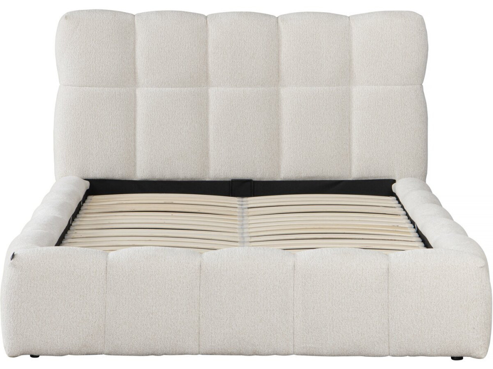 Lit double en tissu avec coffre "Davos" - 160 x 200 cm - Beige
