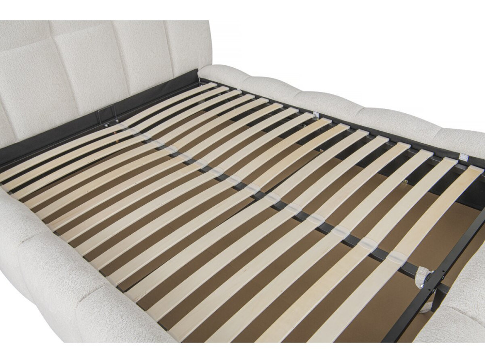 Lit double en tissu avec coffre "Davos" - 160 x 200 cm - Beige
