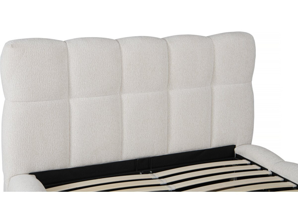 Lit double en tissu avec coffre "Davos" - 160 x 200 cm - Beige