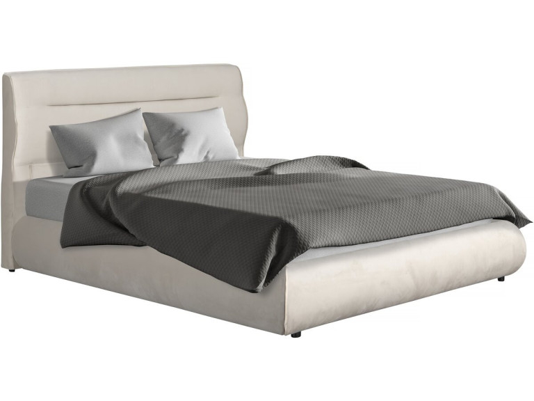 Lit double avec coffre en velours "Chamonix" - 140 x 190 cm - Beige