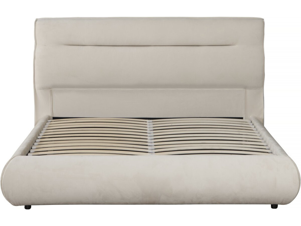 Lit double avec coffre en velours "Chamonix" - 140 x 190 cm - Beige