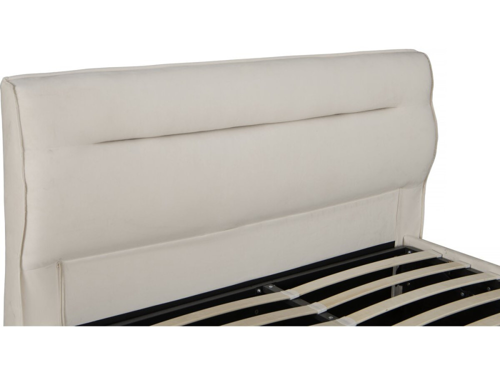 Lit double avec coffre en velours "Chamonix" - 140 x 190 cm - Beige