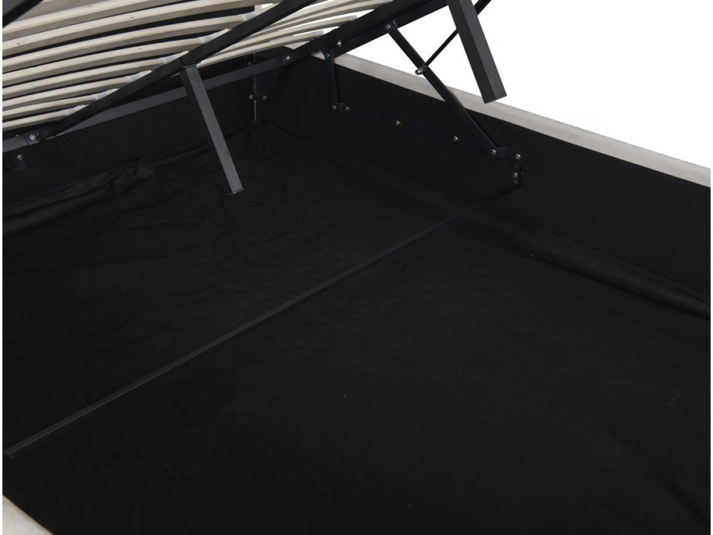 Lit double avec coffre en velours "Chamonix" - 140 x 190 cm - Beige