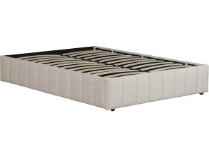 Lit double en velours avec coffre et sommier "Meribel" - Beige - 160 x 200 cm