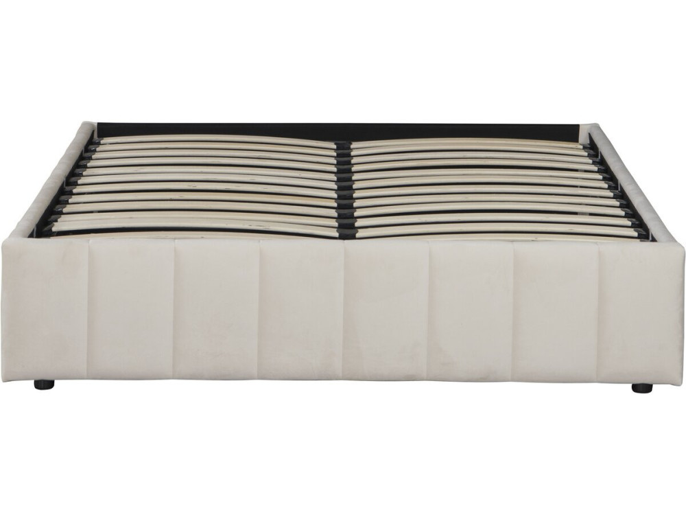 Lit double en velours avec coffre "Meribel" - Beige - 140 x 190 cm