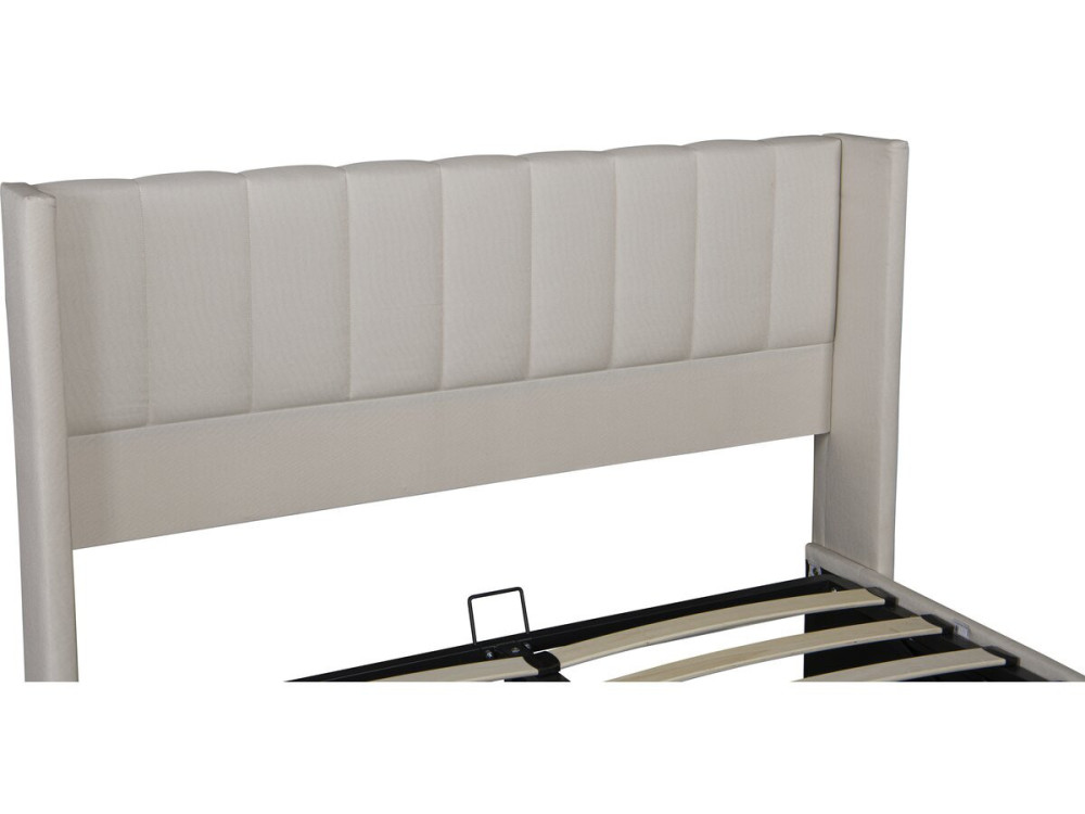 Lit double en lin avec coffre "Saint-Moritz" - 160 x 200 cm - Beige