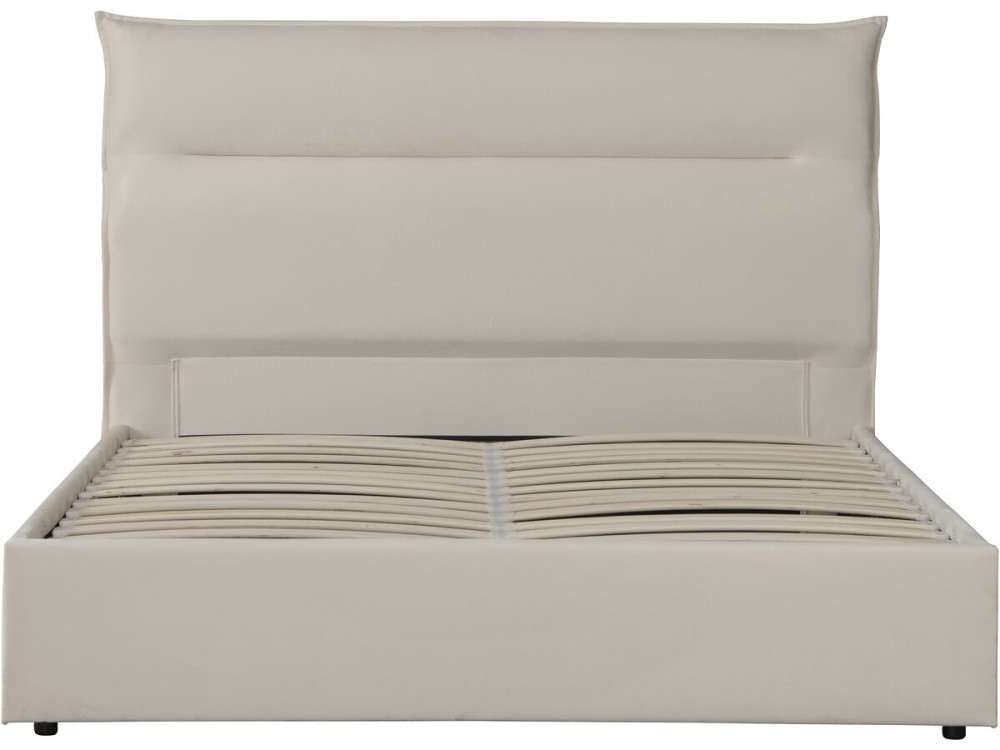 Lit avec coffre de rangement en velours "Isola" - 160 x 200 cm - Beige