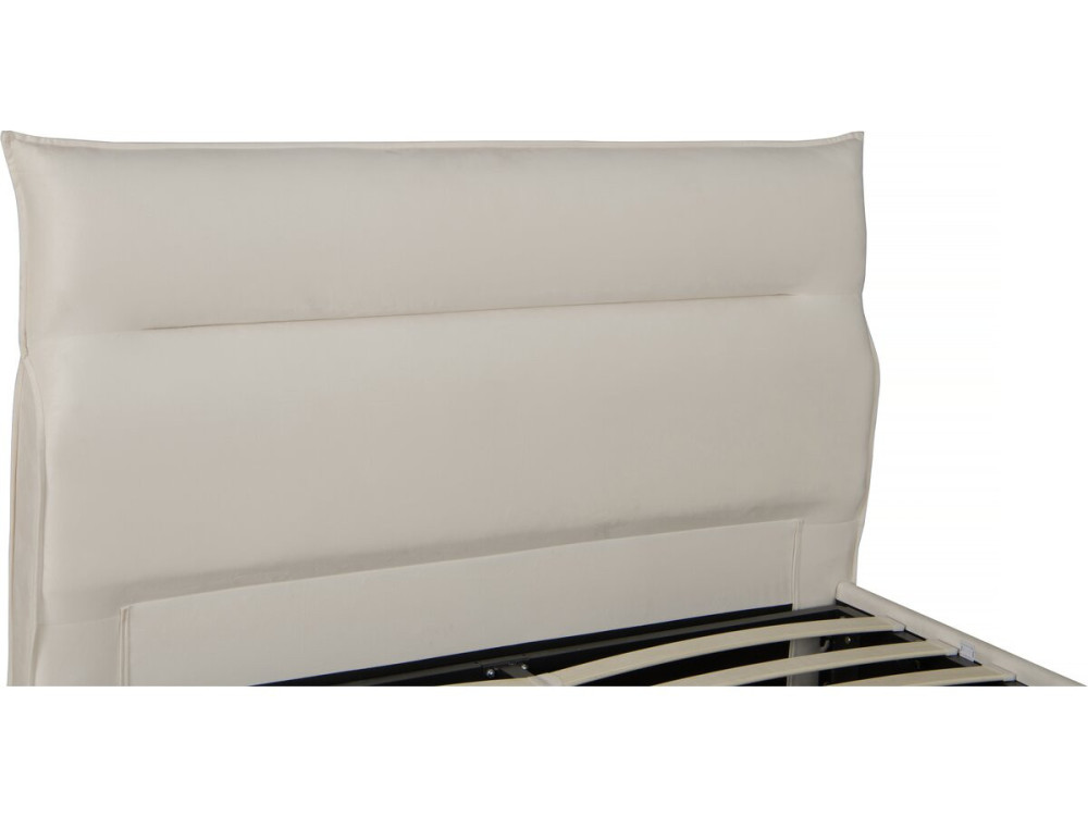 Lit avec coffre de rangement en velours "Isola" - 160 x 200 cm - Beige
