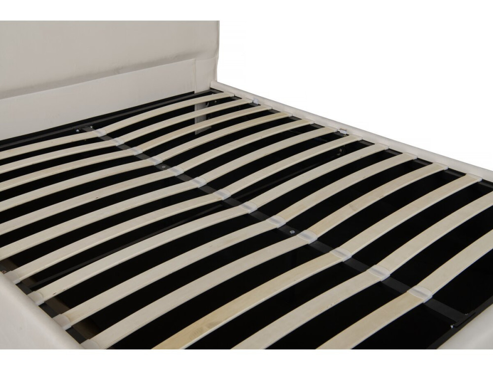 Lit avec coffre de rangement en velours "Isola" - 160 x 200 cm - Beige